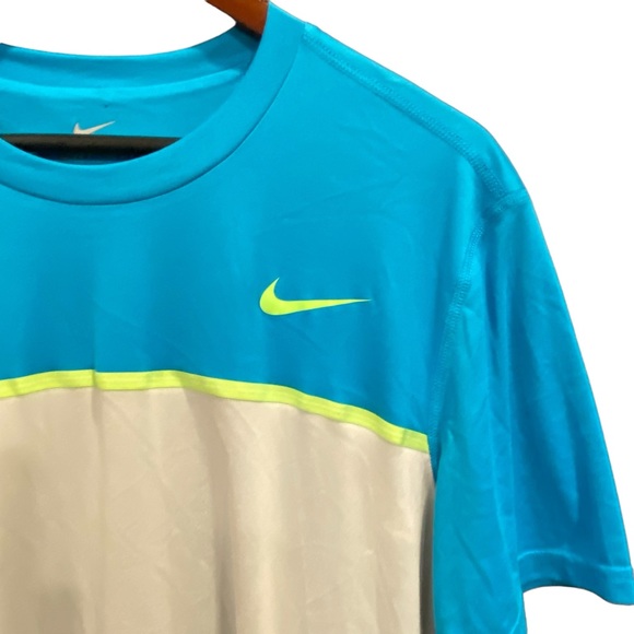 Nike Dri Fit T-Shirt Men's Blue & White Athletic Shirt Size XL - Picture 3 of 8